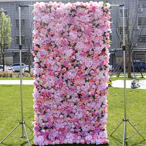 गुलाबी गुलाब कृत्रिम फूल दीवार हाइड्रेंजिया फूल पृष्ठभूमि दीवार peony फूल दीवार शादी सजावटी