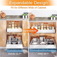 Organisateur de placard de cuisine extensible avec tiroirs coulissants robustes et séparateurs ajustables pour épices et ustensiles