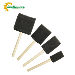 Ensembles de pinceaux plats en mousse flexible pour enfants de 2 à 14 ans avec poignées en bois pour une application facile de la peinture à l'<span class=keywords><strong>aquarelle</strong></span> - Product Image 2