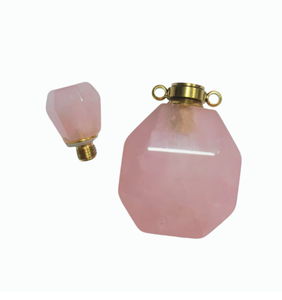 Yingjia Craftwork Vente en gros Pendentif flacon vide pour huile essentielle et parfum en quartz rose, breloque pour la fabrication de bijoux - Product Image 3