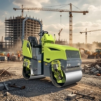 Rouleau vibratoire à double tambour DOHERO Mini Asphalt 7,6 CV, équipement de construction avec garantie de 5 ans
