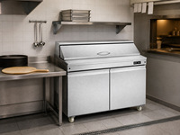 Comptoir de préparation réfrigéré de style américain pour bar à salades, en acier inoxydable, pour hôtel, buffet, restaurant, cuisine
