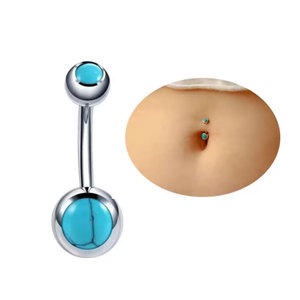G23 टाइटेनियम दर्पण उच्च पॉलिश आंतरिक रूप से थ्रेड टर्क्विज़ नाभि शादी के लिए बच्चों के पेट के छल्ले के छल्ले - Product Image 1
