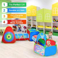 Tienda de juegos emergente para niños con túnel y pozo de bolas para niños, al aire libre juego interior, túnel de gateo, juguete para niños pequeños, tienda de juegos para niños pequeños, pozo de bolas