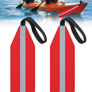 Drapeaux de sécurité rouges haute visibilité, drapeaux de remorquage, drapeaux de voyage pour kayak, canoës, SUP, marqueur de sécurité pour le voyage - Product Image 1