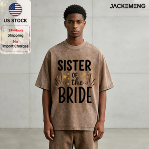 Washed Oversized Cotton <strong>Tshirt</strong> With Sister of the <strong>Bride</strong> Print Retro Streetwear Daily Casual Wear Tee USA Warehouse Wholesale - Product Image 1
