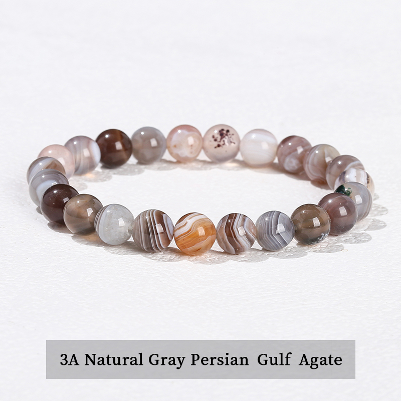 Bracelet en agate grise naturelle du Golfe Persique 3A