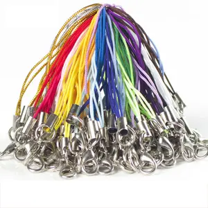 assorted colors short hand wrist lanyard with lobster clasp rope keychains hooks for handwork