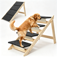 Escalier pliable pour chien à 4 marches, marchepieds et rampe 2-en-1 pour animaux de compagnie, escalier antidérapant en pin de Nouvelle-Zélande massif pour chiens et chats de petite et moyenne taille, lit, canapé et voiture