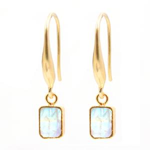Rainbow Moonstone Blue White Smooth Cut 1.6-1.8g Earrings 26-27mm Rectangle Shape <b>Sterling</b> <b>Silver</b> Jewelry Findings Components - Product Image 1