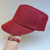 Sombrero de equitación de lino y algodón, transpirable para verano, gorra plana adelgazante para el rostro, gorra fina y sencilla.