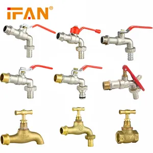 IFAN Water Brass Bib Cock Tap Gold Color 3/4inch Brass Core Female Thread Brass Bibcock Taps Bibcock