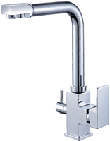 Robinet de cuisine moderne carré en laiton chromé avec filtre à eau, mitigeur chaud/froid à poignée unique, pivotant à 360° pour évier