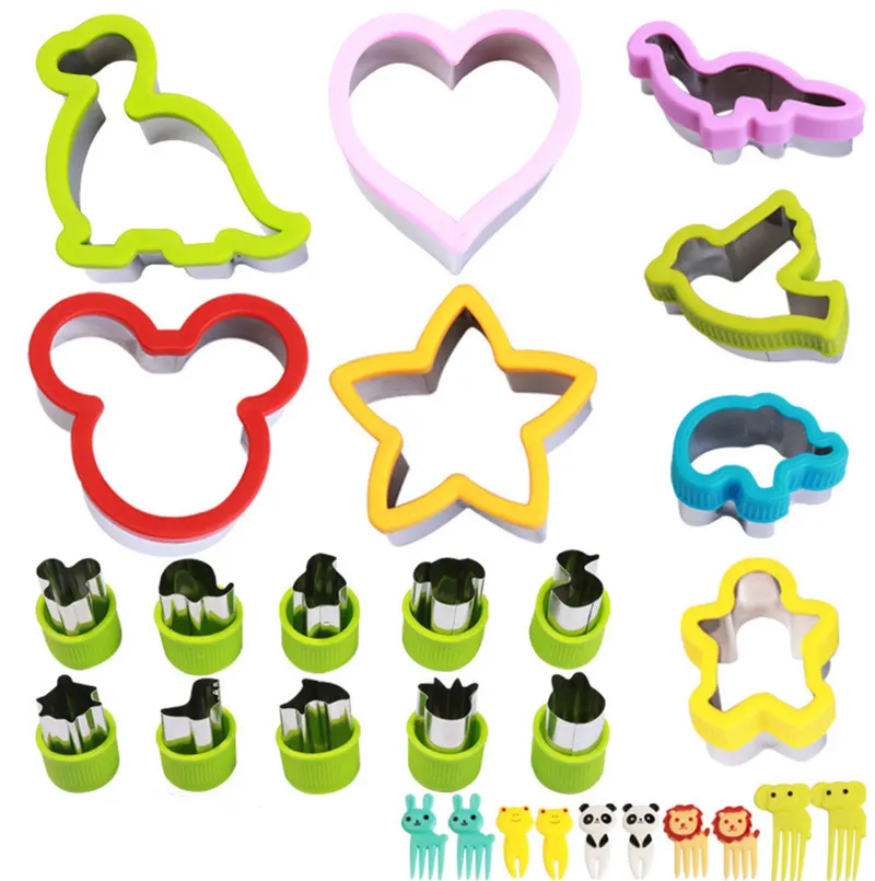 Vegetable Cutter Shapes Set Fruit and Cookie Stamps Mold Cookie Cutter Decorative Set Stainless Steel Sandwich Cookie Cutters