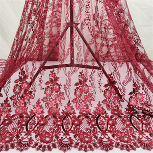 Tissu 100% Polyester pour robe de mariée, étoffe brodée de dentelle à fleurs 3D, populaire en ligne, - Product Image 2