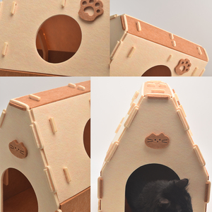 Lit <span class=keywords><strong>de</strong></span> grotte <span class=keywords><strong>de</strong></span> chat en feutre <span class=keywords><strong>de</strong></span> laine fait à la main portable écologique pour animaux <span class=keywords><strong>de</strong></span> compagnie avec logo personnalisé OEM - Product Image 5