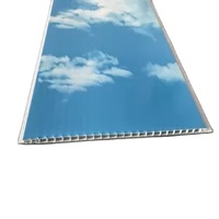 Panel de Pared con Diseño de Cielo Azul y Nubes, 250 mm de Ancho, Laminado, con Ranura y Lengüeta, Techo de PVC