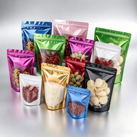 Sachet Doypack Personnalisé en Plastique pour Emballage Alimentaire, Fenêtre Métallisée Colorée, Couleurs Blanc Doré pour Chips, Aliments pour Animaux, Sucre