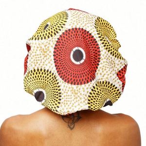 Bonnet de nuit double couche en satin imprimé africain grande taille ajustable pour femme, idéal pour les voyages et le quotidien - Product Image 4