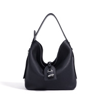 Sac seau bandoulière en cuir véritable haut de gamme pour femme 2026, grande capacité, style décontracté, avec rabat et design imperméable