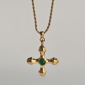 Conjunto de Joyería para Pareja Dazan 2023, Collar y Aretes con Cruz Egipcia Vintage, Chapado en Oro de 18k, Acero Inoxidable Antideslustre - Product Image 5