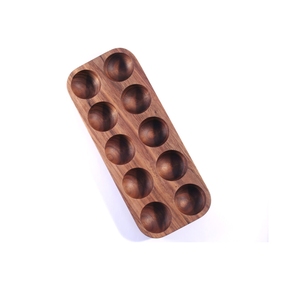 Support à œufs en bois 10 emplacements, plateau rayé bicolore, pour petit-déjeuner d'hôtel de luxe, personnalisable OEM, Vietnam - Product Image 1