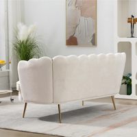 Canapé moderne pour deux personnes, petit canapé avec pieds en métal doré, canapé miniature rembourré en chenille pour appartement