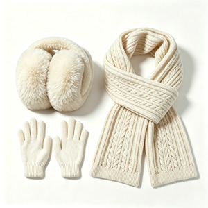 Ensemble 3 pièces transfrontalier 100 % acrylique pour enfants : cache-oreilles, écharpe et gants – Ensemble chaud et polyvalent pour garçons et filles - Product Image 5