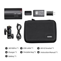 Flash de Fotografía Godox AD100 Pro II 100Ws 2.4G TTL, Flash de Bolsillo HSS 1/8000 con Batería de Litio de 2600mAh
