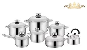 Ensemble <span class=keywords><strong>de</strong></span> casseroles en acier inoxydable magnétique écologique moderne HanFa <span class=keywords><strong>de</strong></span> 12 pièces avec <span class=keywords><strong>poignée</strong></span> dorée pour tous les types <span class=keywords><strong>de</strong></span> cuisinières, y compris le couvercle <span class=keywords><strong>de</strong></span> la casserole - Product Image 3