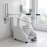 Dispositif d'accessibilité pour salle de bain : Siège de toilette surélevé et fauteuil roulant de transfert pour personnes âgées à domicile