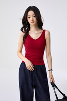 Débardeurs pour femmes, basiques, à col en V, dos nu, double doublure, sans soutien-gorge, à nouer autour du cou, mignons, tendance estivale, sans manches
