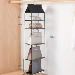 Transparent 5-Layer Wardrobe Storage Bag Non-Woven Visible Wall Mounted Closet Organizer Convenient Organized Storage Solution - Product Image 2