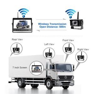 Wireless Front and Rear View Backup <strong>Camera</strong> with 2CH Split Screen DVR Monitor Wireless Reverse Monitoring <strong>Camera</strong> Kit for <strong>Trailer</strong> - Product Image 4