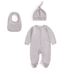 ชุดเสื้อผ้าเด็กอ่อนขายดี 3 ชิ้น ชุดเด็กแรก<span class=keywords><strong>เกิด</strong></span> หมวกถัก ผ้ากันเปื้อน ชุดรอมเปอร์ - Product Image 2