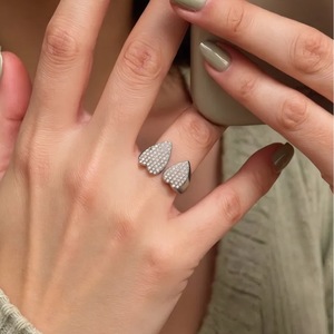 Heart Shape <b>Titanium</b> Steel <b>Ring</b> With Cubic Zirconia Micro Insert For Women Everyday Wear - Product Image 1