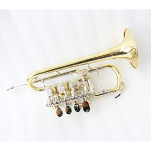 <span class=keywords><strong>Trompeta</strong></span> de Alta Calidad en Tono Bb/A con Cuerpo de Latón Lacado en Oro y 4 Válvulas Rotatorias, <span class=keywords><strong>Trompeta</strong></span> Piccolo - Product Image 1