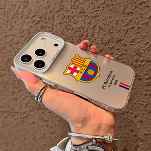 Funda Protectora para Teléfono Móvil con Logotipo del Club de Fútbol <span class=keywords><strong>Barcelona</strong></span> en Plata, Resistente a Impactos, TPU+PC, Pintura UV, para 17 Pro Max - Product Image 3