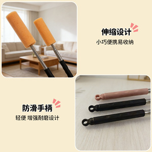 Stainless Steel Telescopic <b>Duster</b> With Foam Head Round Shape Retractable Handle For <b>Cleaning</b> - Product Image 2