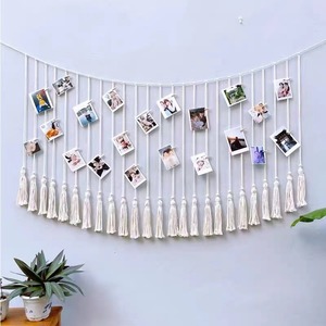 Décoration murale nordique, tapisserie murale <span class=keywords><strong>à</strong></span> franges avec clips photo, tapisserie tissée <span class=keywords><strong>à</strong></span> la main, mur photo bohème - Product Image 2