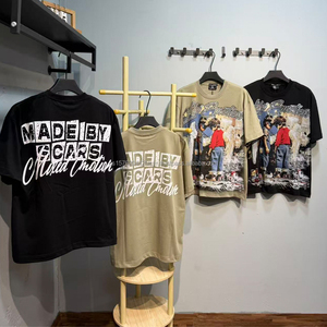 Camiseta de Alta Calidad, 100% Algodón, Estilo Urbano, Estampado Gráfico, Tallas Grandes para Hombre, MIXED EMOTION - Product Image 1