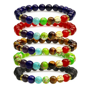 Bracelet de yoga en pierre naturelle 7 chakras, perles de 8 mm, pour hommes, femmes et enfants, ST112 - Product Image 1