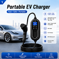 Pengisi Daya EV Portabel 3.5KW 16A Tipe 2 GBT Arus Dapat Diatur Layar LCD Bersertifikasi CE Stasiun Pengisian Daya Level 2 untuk Rumah dan Perjalanan