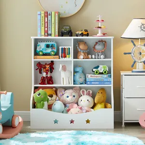 Estante de móveis para crianças, organizador de brinquedos de madeira para jardim de infância, prateleira para livros, armário para crianças