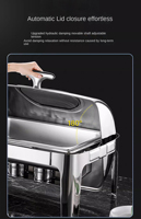 Chauffe-plat professionnel haut de gamme 9L doré avec couvercle roulant et grande fenêtre de visualisation pour la restauration professionnelle