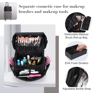 Rolling <b>Makeup</b> <b>Case</b> Professional Cosmetic <b>Case</b> Organizer Cosmetology Suitcase Nail Polish Storage Travel Salon Barber <b>Case</b> - Product Image 3