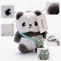 Porte-clés en peluche super doux Panda Kawaii pour enfants, certifié sécurité, écologique, mini jouet en peluche portable, vente en gros