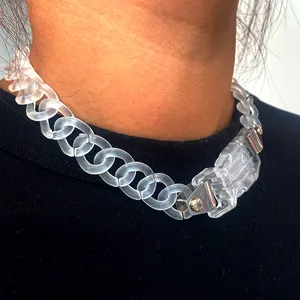 Acrylic clear statement chunky choker cuban acrylic chain necklace women jewelry men