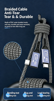Cable de Datos Trenzado Tipo-C de 100W, Ángulo Recto, Carga Rápida de 5A, USB 3.2 Gen2, Transferencia de Datos de Alta Velocidad de 20Gbps 4K, 0.5M 1M 1.5M 2M