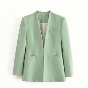 2025 Frühling und Sommer Neue Damen Casual Allround-Jacke Ohne Revers Langarm-Anzugjacke Mit Polsterung - Product Image 2